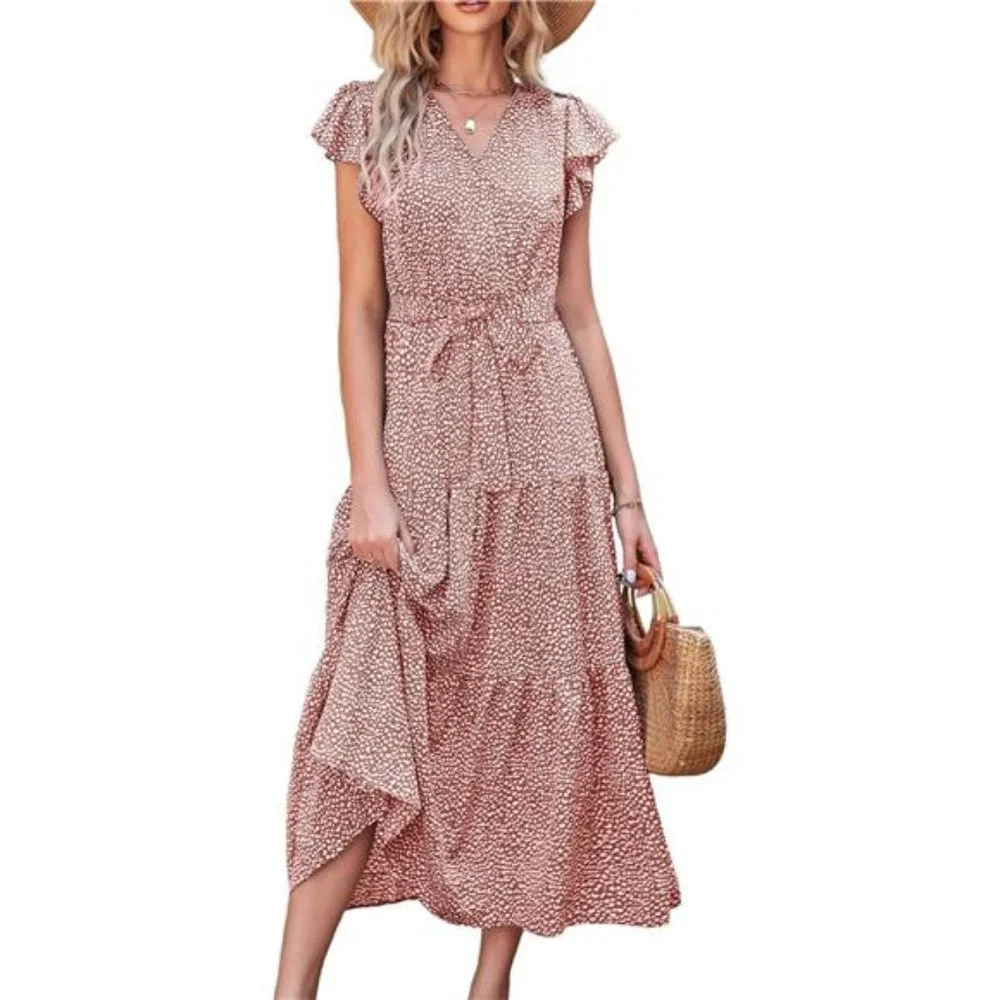 princess polly baby blue dress Dresses | Womens Boho Dress Wrap V Neck Ruffle Short Sleeve A Line Flowy Maxi  Dress